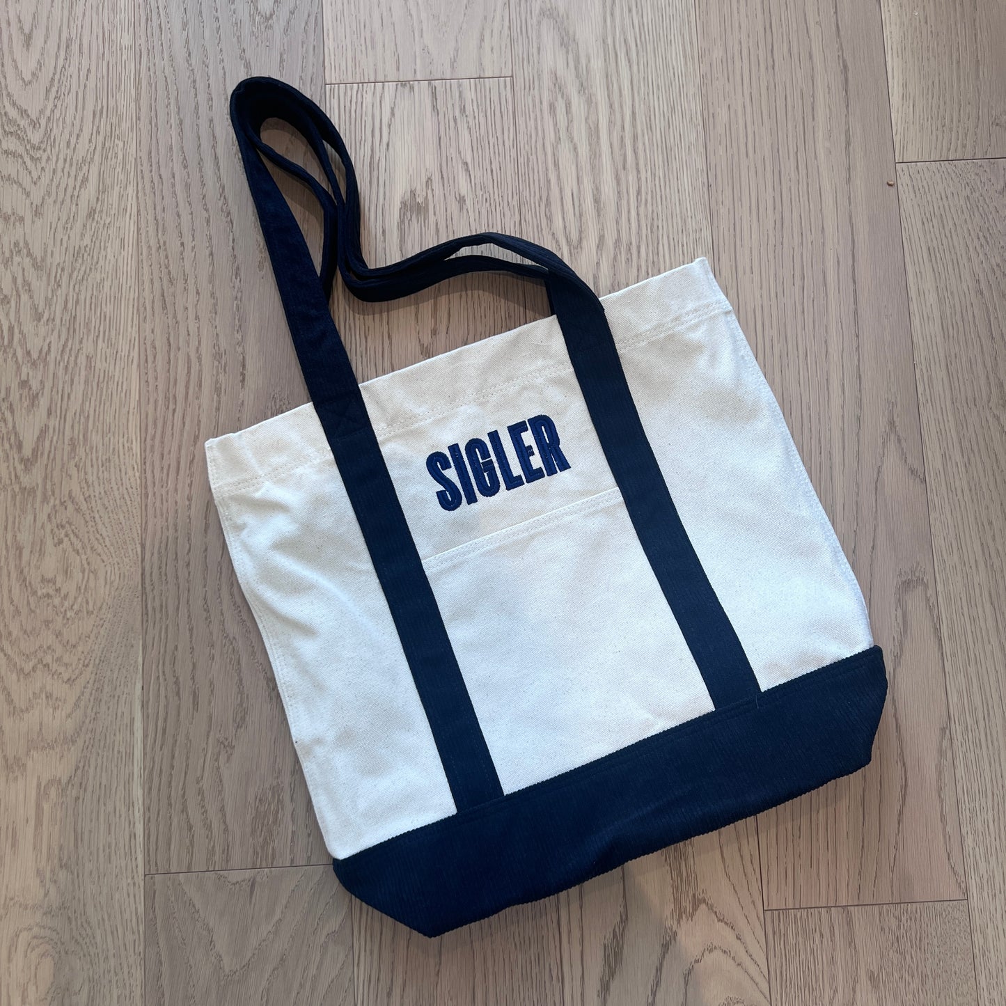 Canvas Beach Bag | Oatmeal & Navy Blue | PRE-LAUNCH PRICING