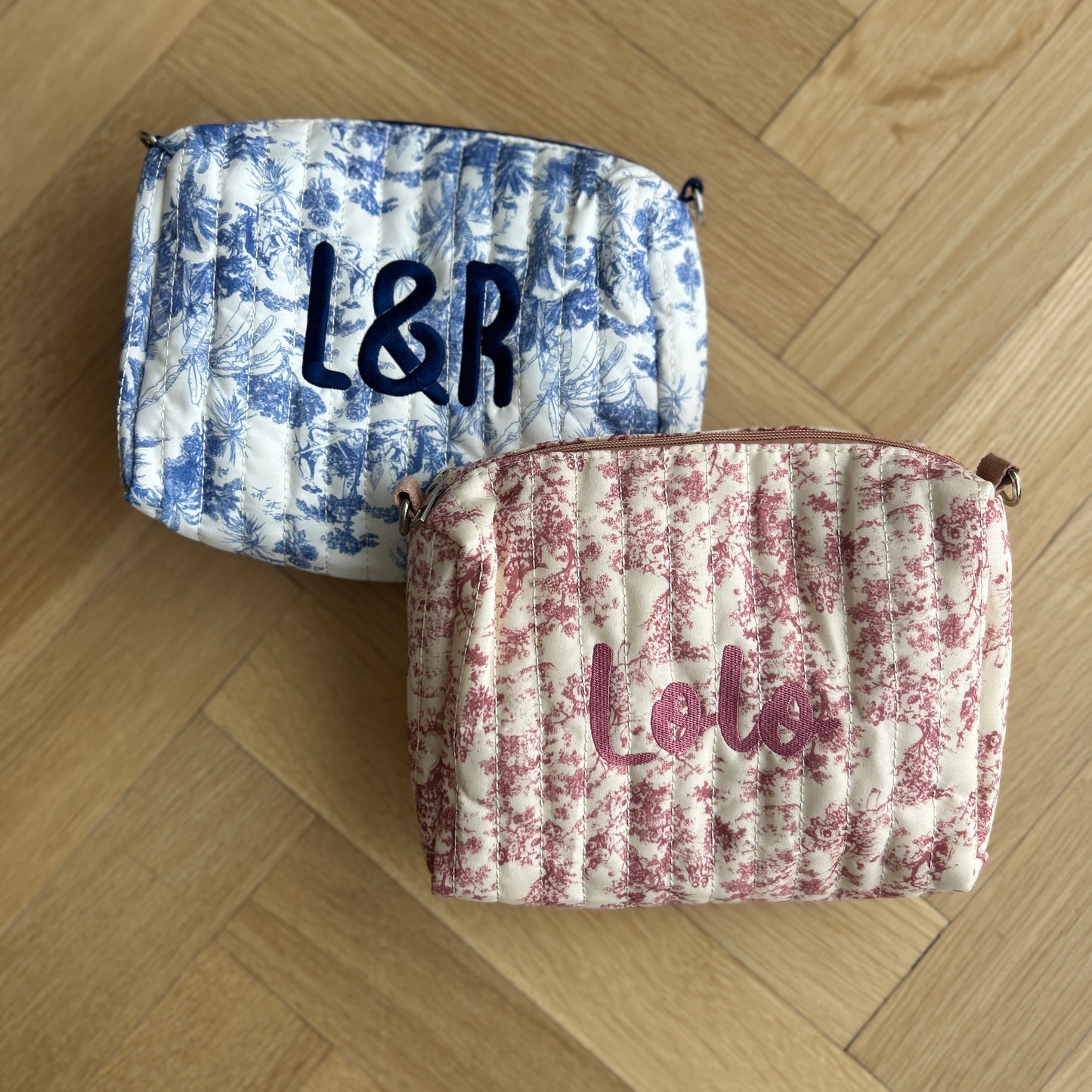 Toile Design Pouch | Blue or Blush
