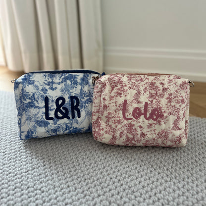 Toile Design Pouch | Blue or Blush