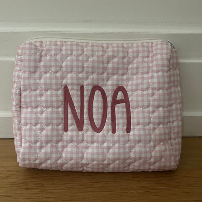 Heart print gingham pouch