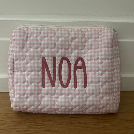 Heart print gingham pouch
