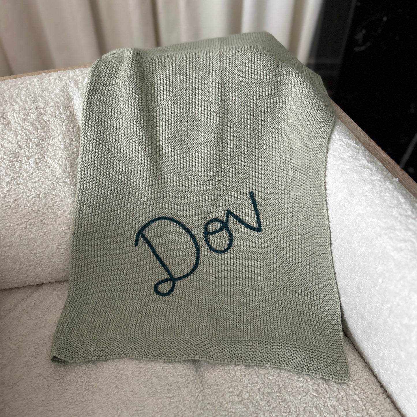 Solid Colour Baby Blanket Sage Green | Custom Baby Blanket Gift in Many Colors