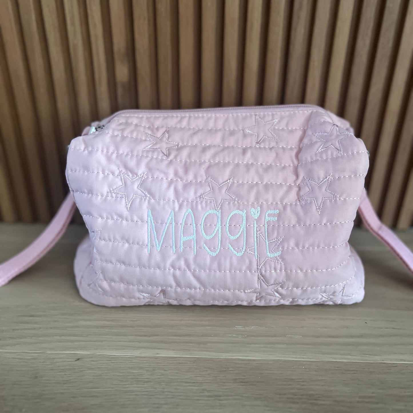 Star Diaper Pouch | Pale Pink or Grey Green | Machine Embroidery