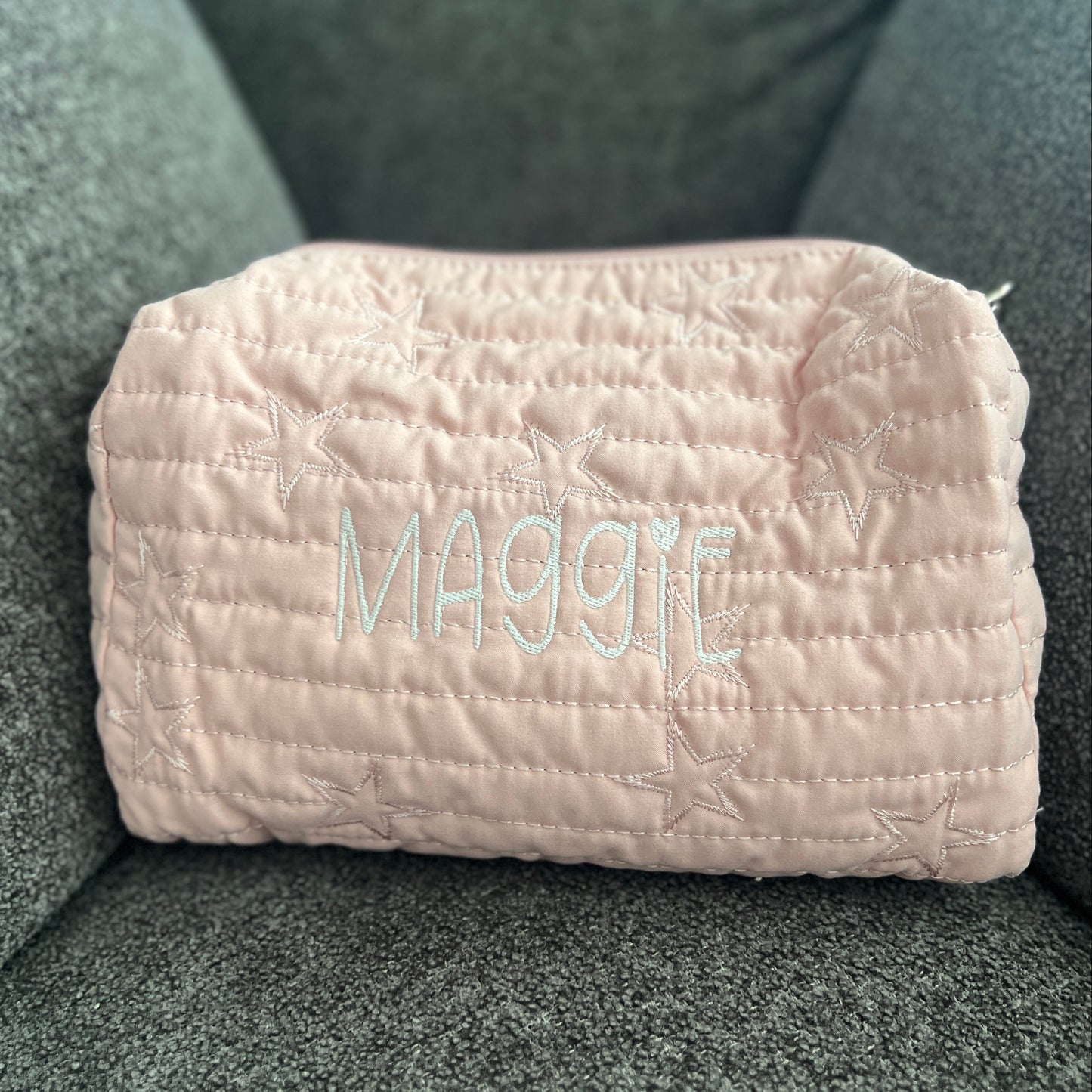 Star Diaper Pouch | Pale Pink or Grey Green | Machine Embroidery