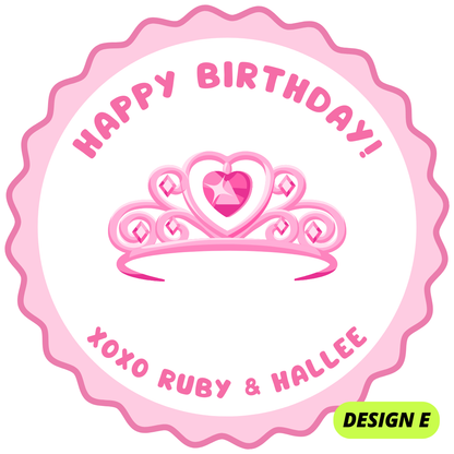 PRINCESS & MERMAID THEME HAPPY BIRTHDAY STICKERS