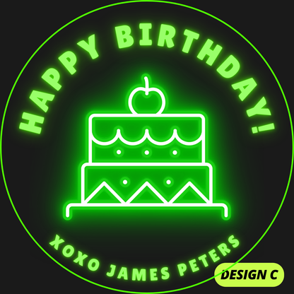 NEON THEME HAPPY BIRTHDAY STICKERS