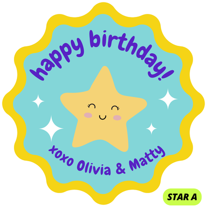 STARS THEME HAPPY BIRTHDAY STICKERS